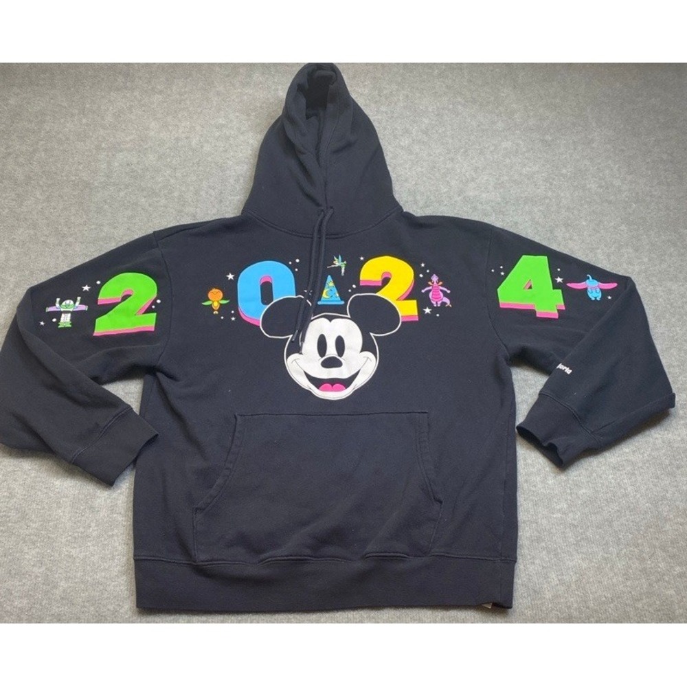 Disney Hoodie Men M Black 2024 Mickey Mouse Parks Graphic Pullover